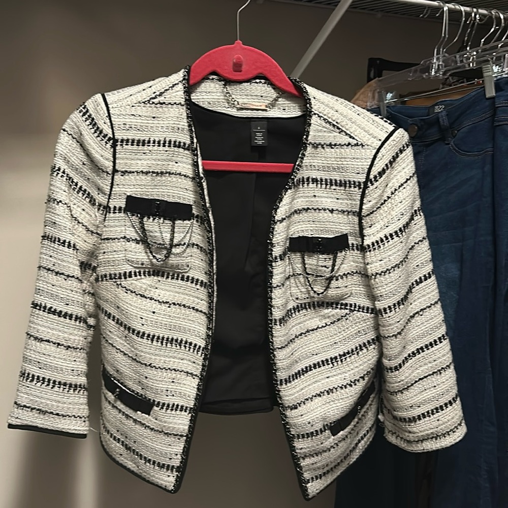 White House Black Market Blazer black and white fancy